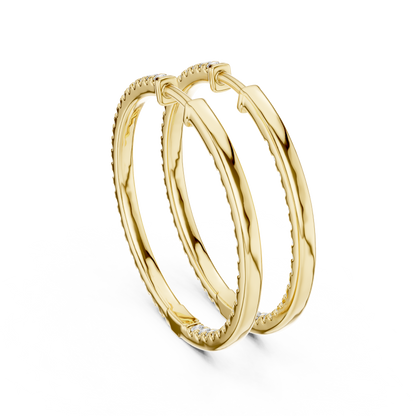Inside Out Lab Grown Diamond Pave Hoop Earrings in Yellow Gold