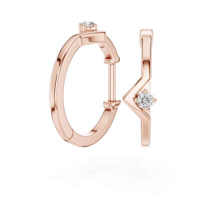 Chevron Lab Grown Diamond Huggie Hoop Earrings in 14k Yellow Gold
