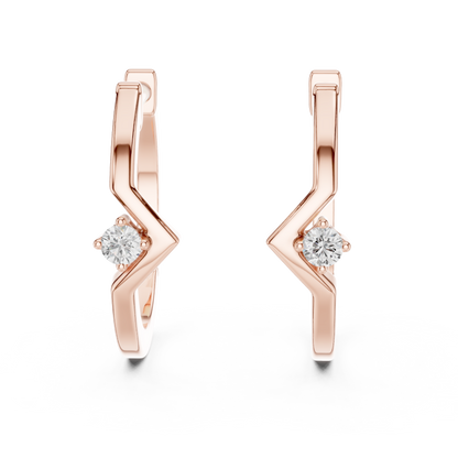 Round Lab Grown Diamond Zig Zag Hoop Earrings in White Gold