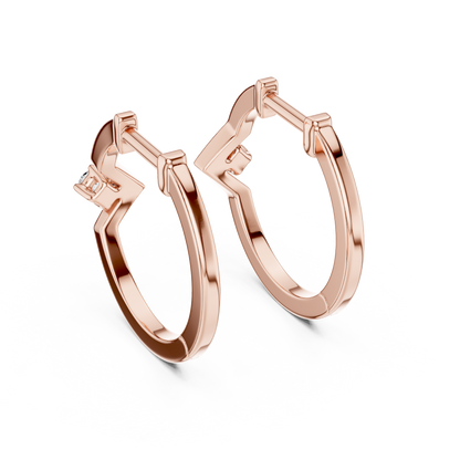 Chevron Lab Grown Diamond Huggie Hoop Earrings in 14k Yellow Gold