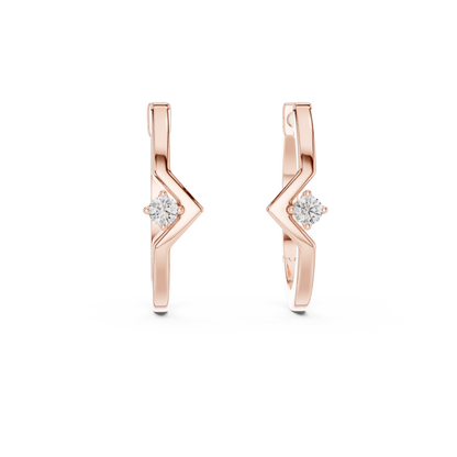 Round Lab Grown Diamond Zig Zag Hoop Earrings in White Gold