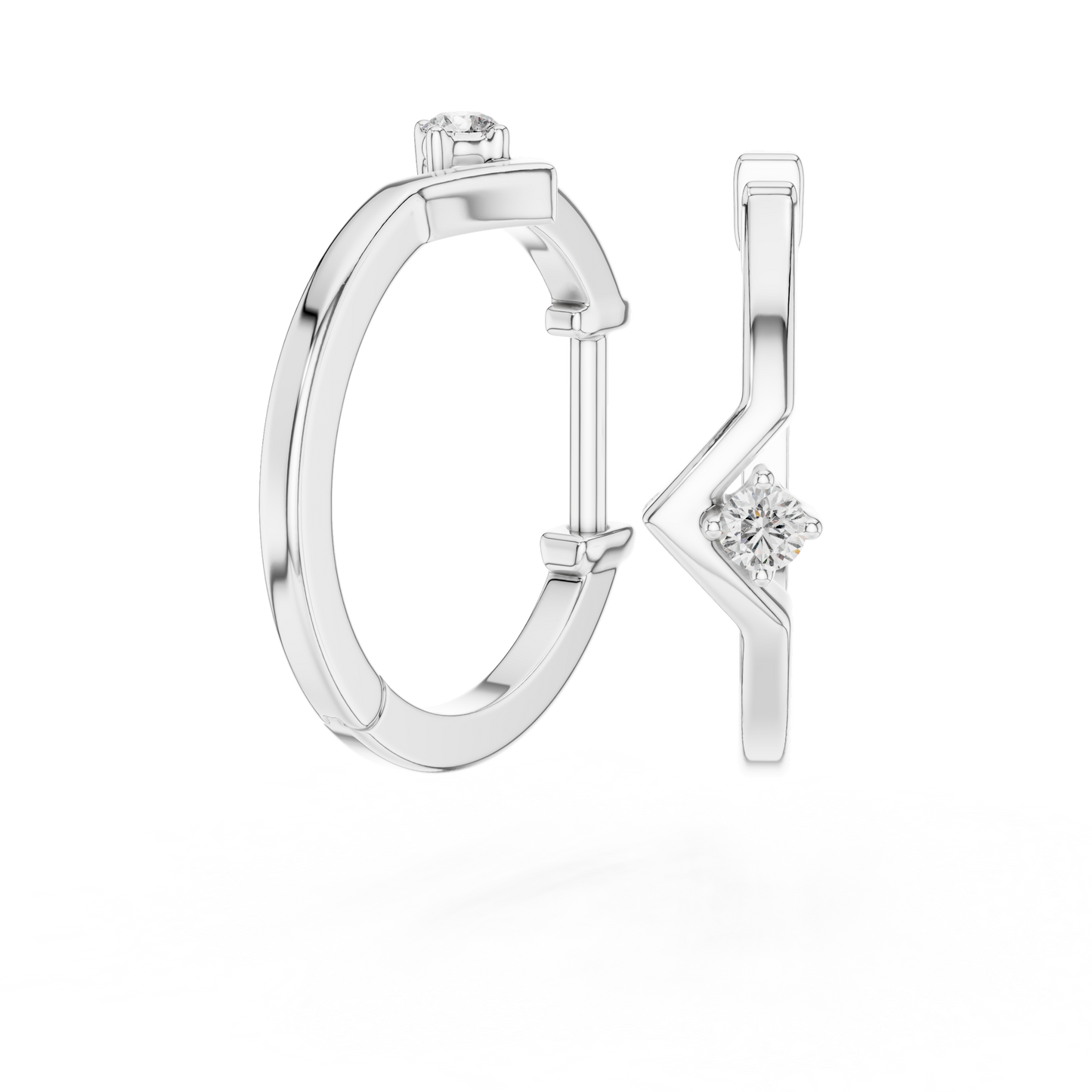 Chevron Lab Grown Diamond Huggie Hoop Earrings in 14k Yellow Gold