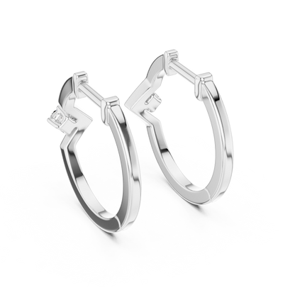 Round Lab Grown Diamond Zig Zag Hoop Earrings in White Gold
