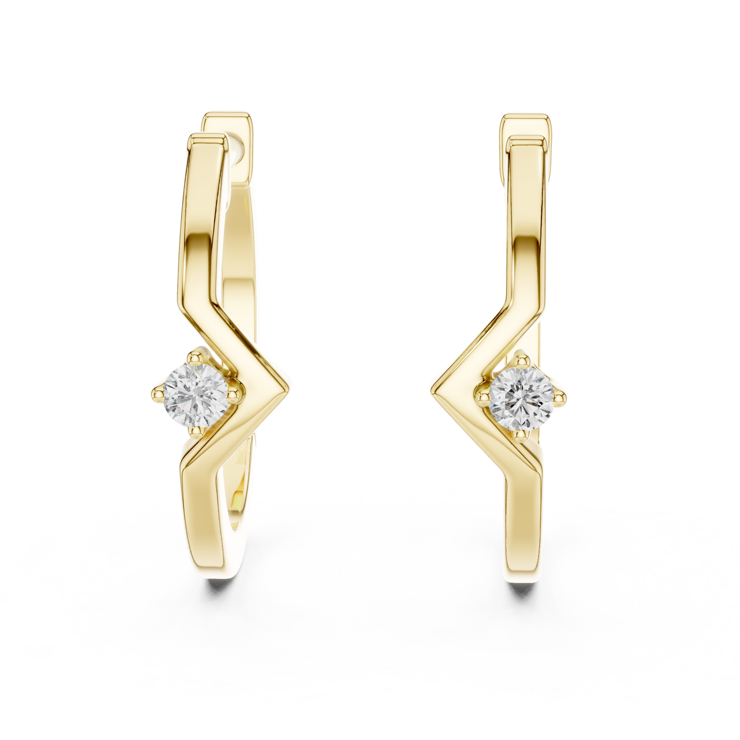Round Lab Grown Diamond Zig Zag Hoop Earrings in White Gold