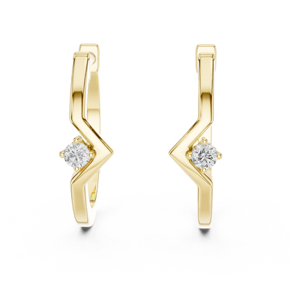 Round Lab Grown Diamond Zig Zag Hoop Earrings in White Gold