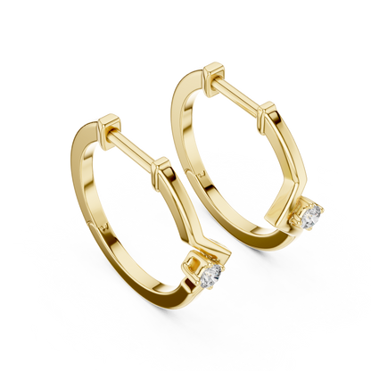 Chevron Lab Grown Diamond Huggie Hoop Earrings in 14k Yellow Gold