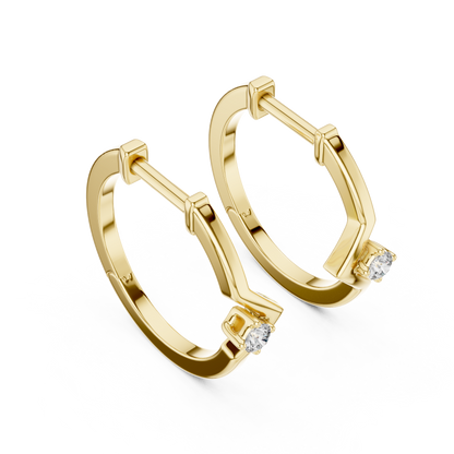 Round Lab Grown Diamond Zig Zag Hoop Earrings in White Gold