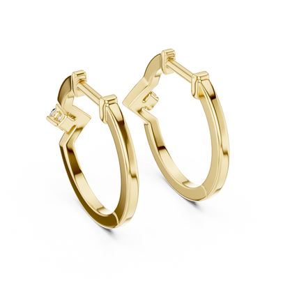 Round Lab Grown Diamond Zig Zag Hoop Earrings in White Gold