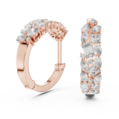 Multi Shape Lab Grown Diamond Hoop Earrings in 14k White Gold