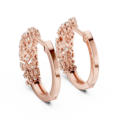 Multi Shape Lab Grown Diamond Hoop Earrings in 14k White Gold