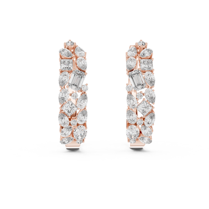 Multi Shape Lab Grown Diamond Hoop Earrings in 14k White Gold