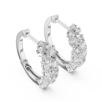 Multi Shape Lab Grown Diamond Hoop Earrings in 14k White Gold