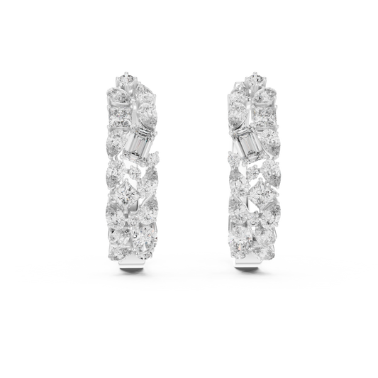 Multi Shape Lab Grown Diamond Hoop Earrings in 14k White Gold