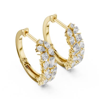 Multi Shape Lab Grown Diamond Hoop Earrings in 14k White Gold
