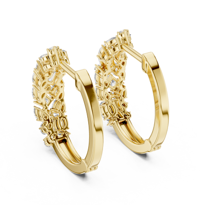 Multi Shape Lab Grown Diamond Hoop Earrings in 14k White Gold