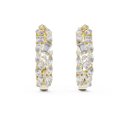 Multi Shape Lab Grown Diamond Hoop Earrings in 14k White Gold