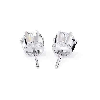 1.26 Ct Round Cut Lab Grown Diamond Six Prong Stud Gold Earring