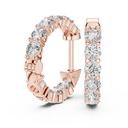 Round Lab Grown Diamond Huggie Hoop Earrings in 14k White Gold
