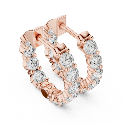 Round Lab Grown Diamond Huggie Hoop Earrings in 14k White Gold