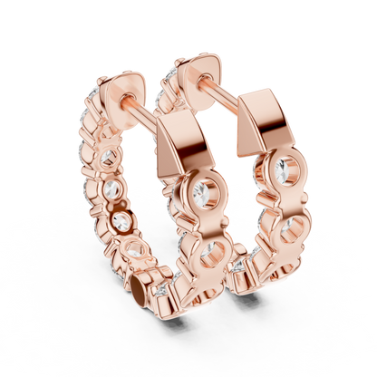 Round Lab Grown Diamond Huggie Hoop Earrings in 14k White Gold