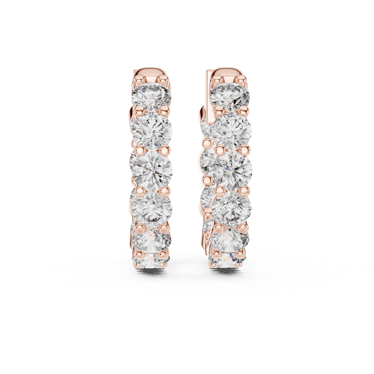 Round Lab Grown Diamond Huggie Hoop Earrings in 14k White Gold