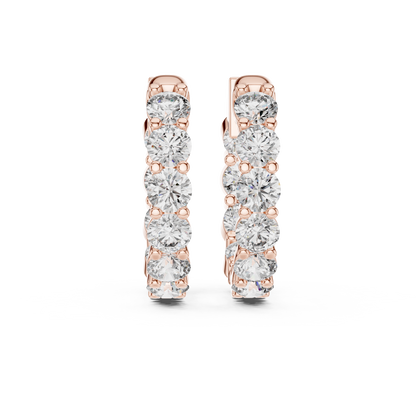 Round Lab Grown Diamond Huggie Hoop Earrings in 14k White Gold