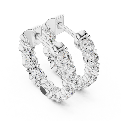 Round Lab Grown Diamond Huggie Hoop Earrings in 14k White Gold