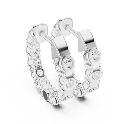 Round Lab Grown Diamond Huggie Hoop Earrings in 14k White Gold