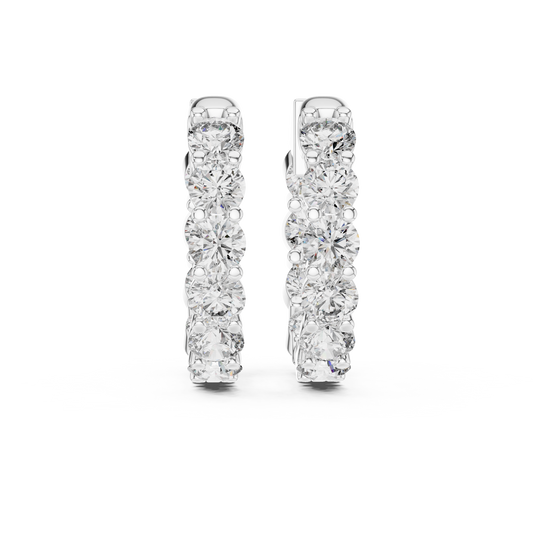 Round Lab Grown Diamond Huggie Hoop Earrings in 14k White Gold
