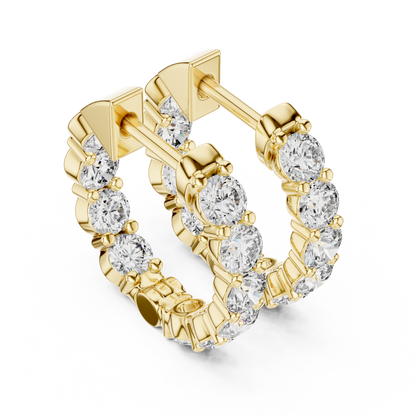 Round Lab Grown Diamond Huggie Hoop Earrings in 14k White Gold