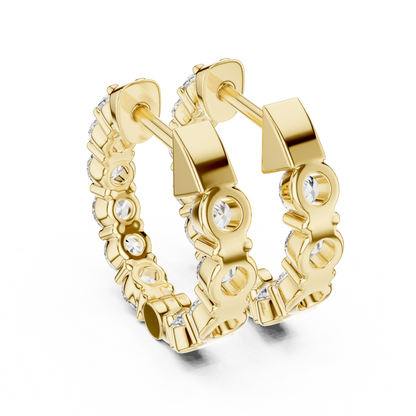 Round Lab Grown Diamond Huggie Hoop Earrings in 14k White Gold