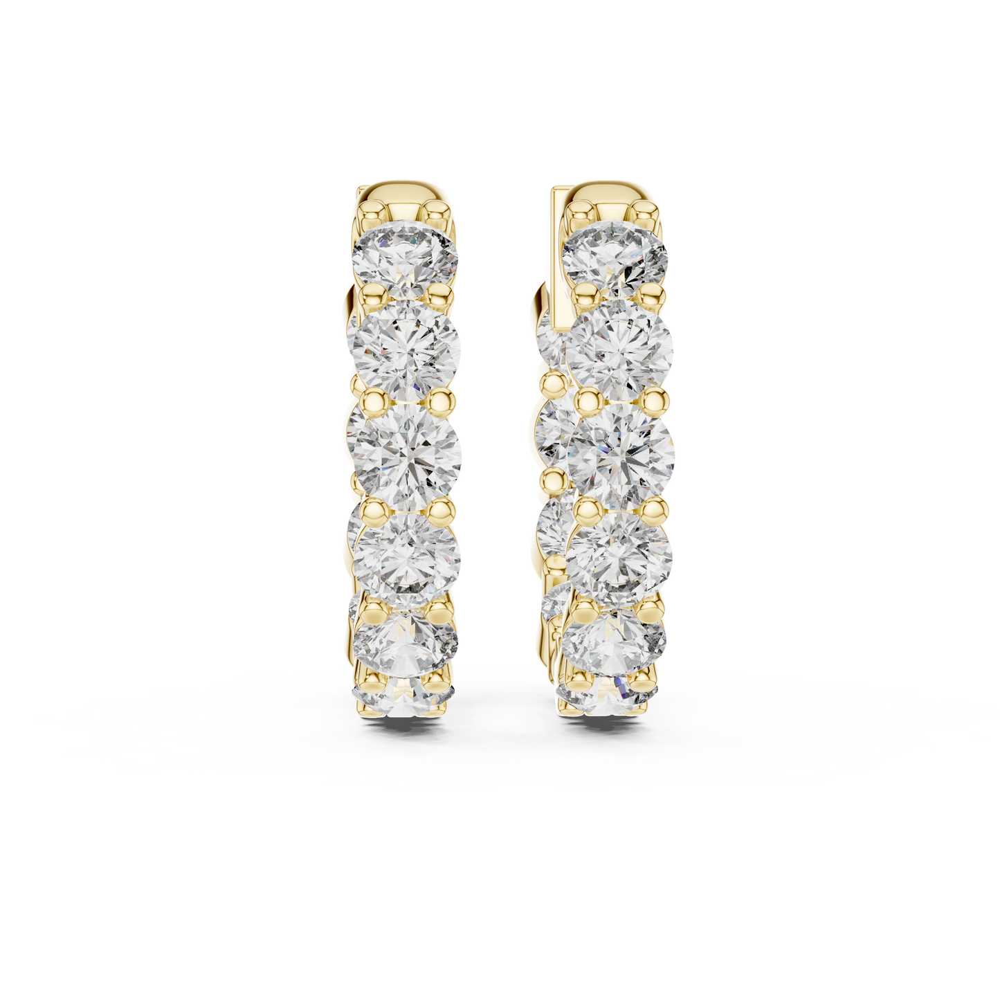Round Lab Grown Diamond Huggie Hoop Earrings in 14k White Gold