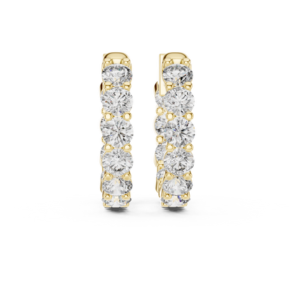 Round Lab Grown Diamond Huggie Hoop Earrings in 14k White Gold