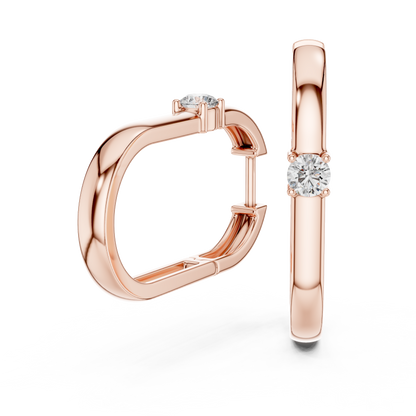 Double Row Lab Grown Diamond Huggie Hoop Earrings in 14k White Gold