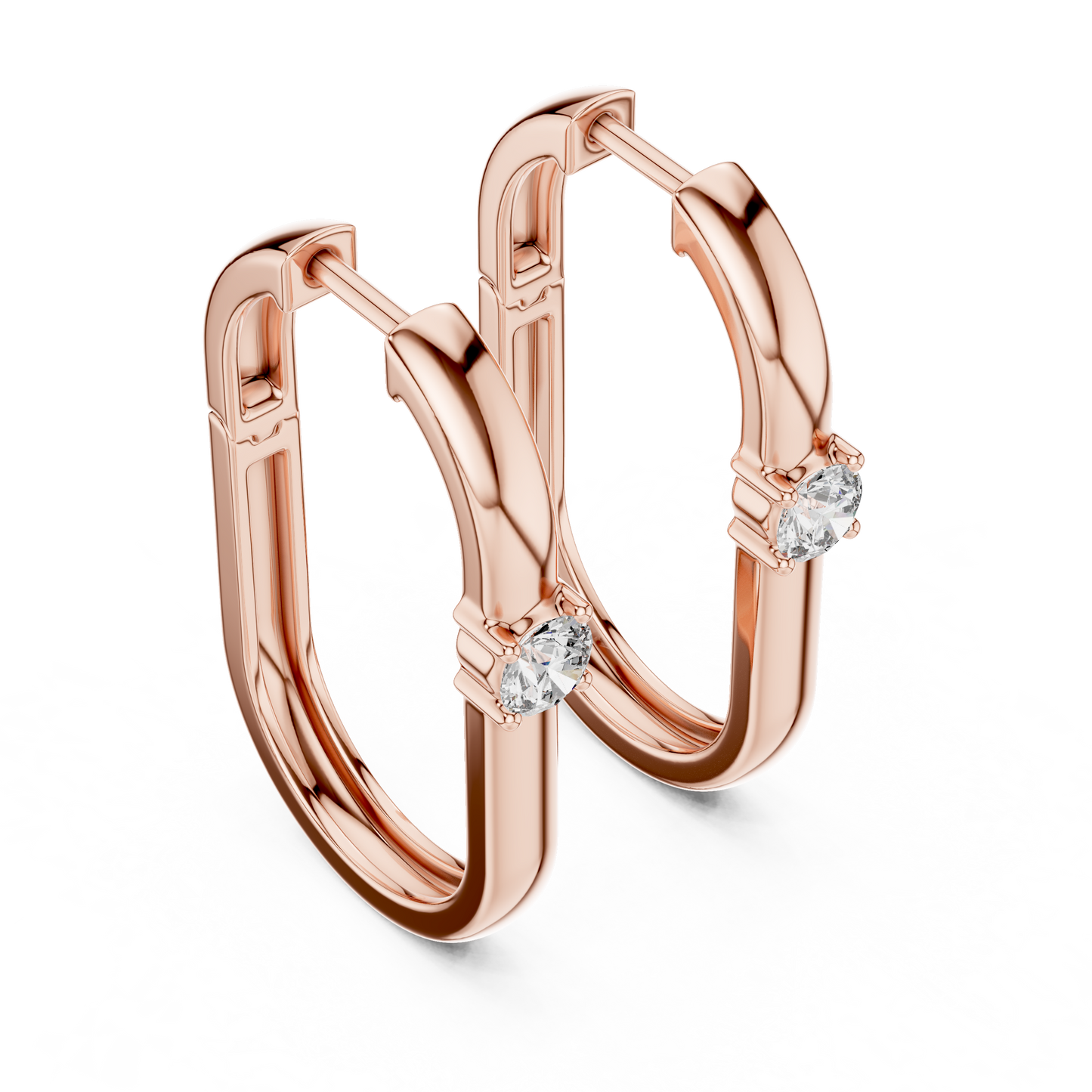Double Row Lab Grown Diamond Huggie Hoop Earrings in 14k White Gold