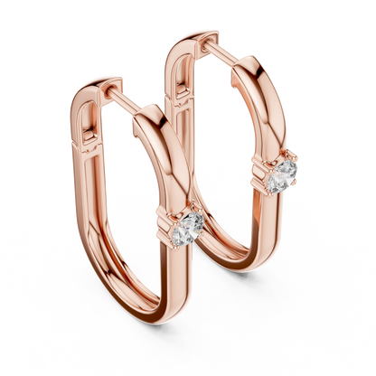 Double Row Lab Grown Diamond Huggie Hoop Earrings in 14k White Gold