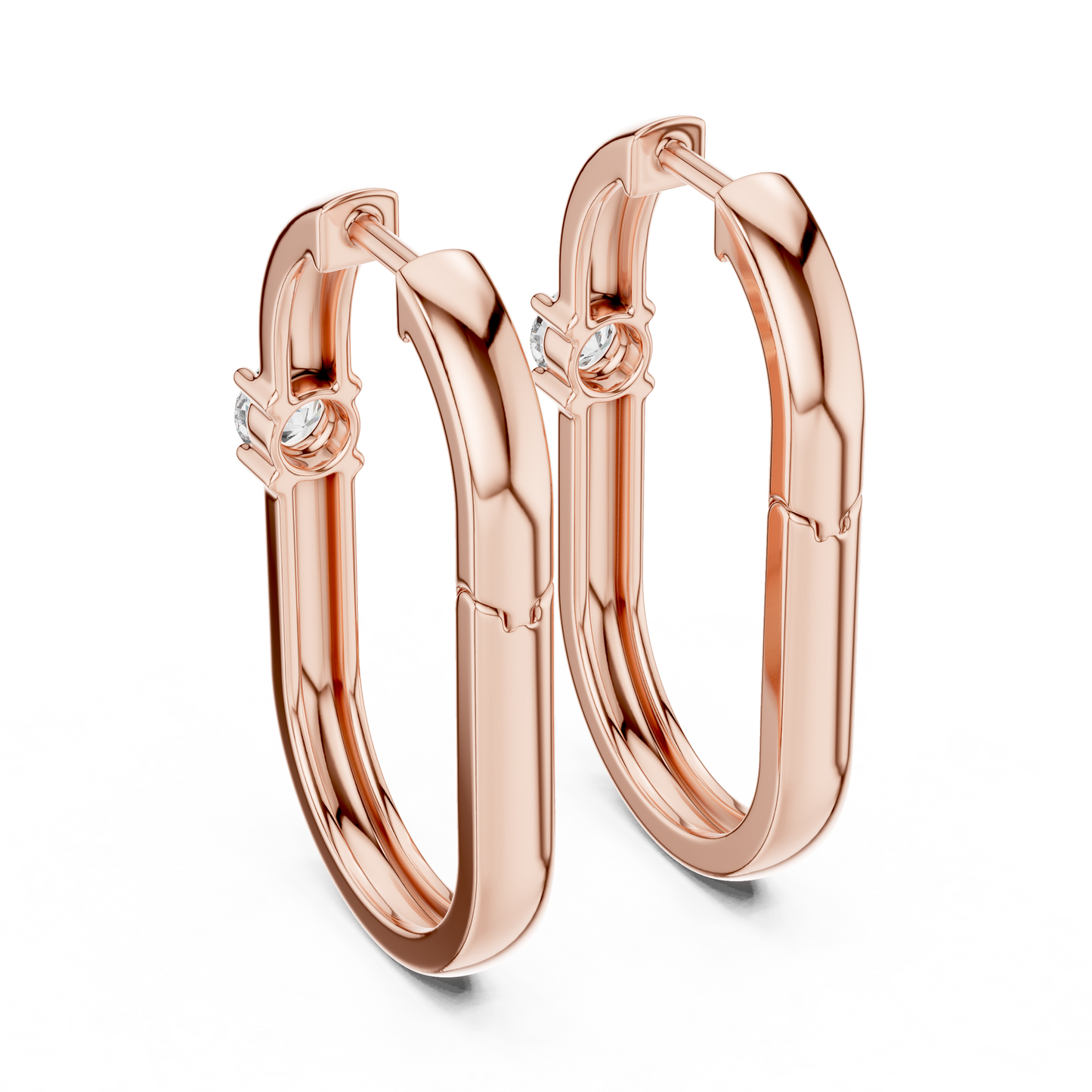 Double Row Lab Grown Diamond Huggie Hoop Earrings in 14k White Gold