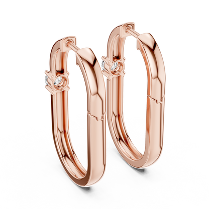 Double Row Lab Grown Diamond Huggie Hoop Earrings in 14k White Gold