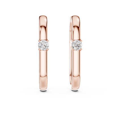 Double Row Lab Grown Diamond Huggie Hoop Earrings in 14k White Gold