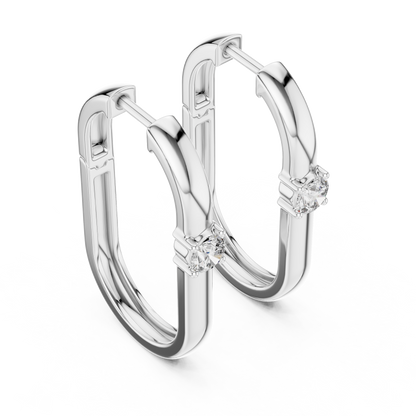 Double Row Lab Grown Diamond Huggie Hoop Earrings in 14k White Gold