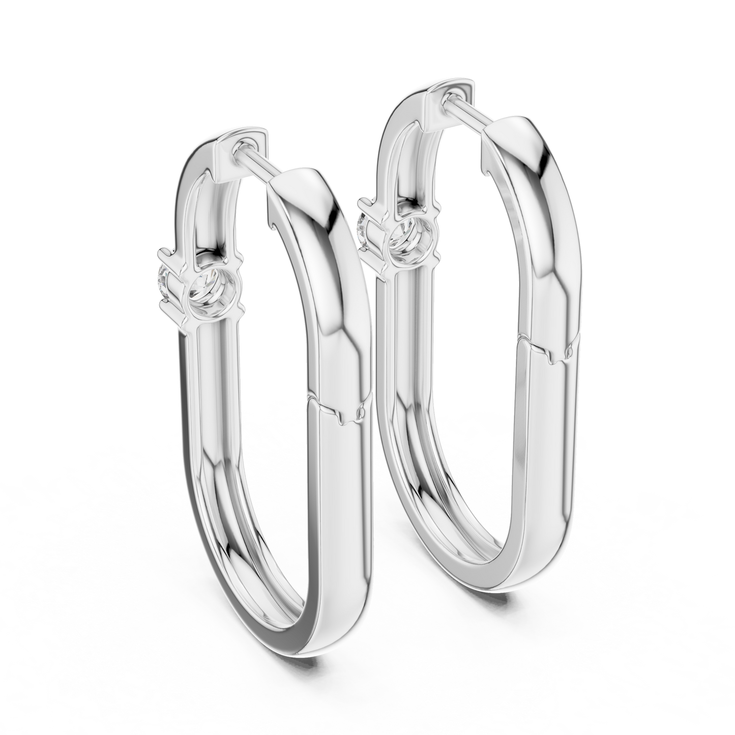 Double Row Lab Grown Diamond Huggie Hoop Earrings in 14k White Gold