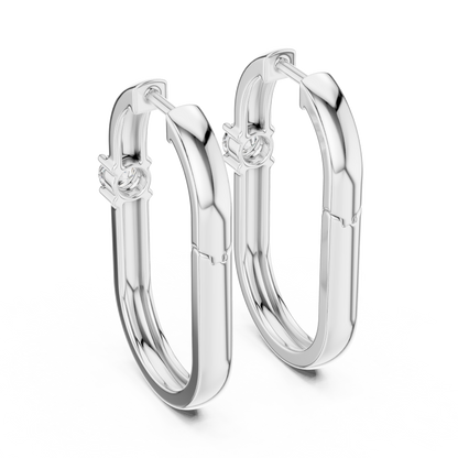 Double Row Lab Grown Diamond Huggie Hoop Earrings in 14k White Gold