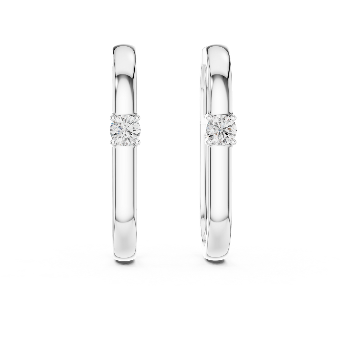 Double Row Lab Grown Diamond Huggie Hoop Earrings in 14k White Gold