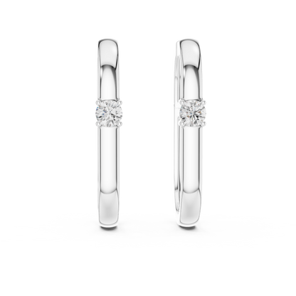 Double Row Lab Grown Diamond Huggie Hoop Earrings in 14k White Gold