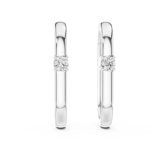 Double Row Lab Grown Diamond Huggie Hoop Earrings in 14k White Gold