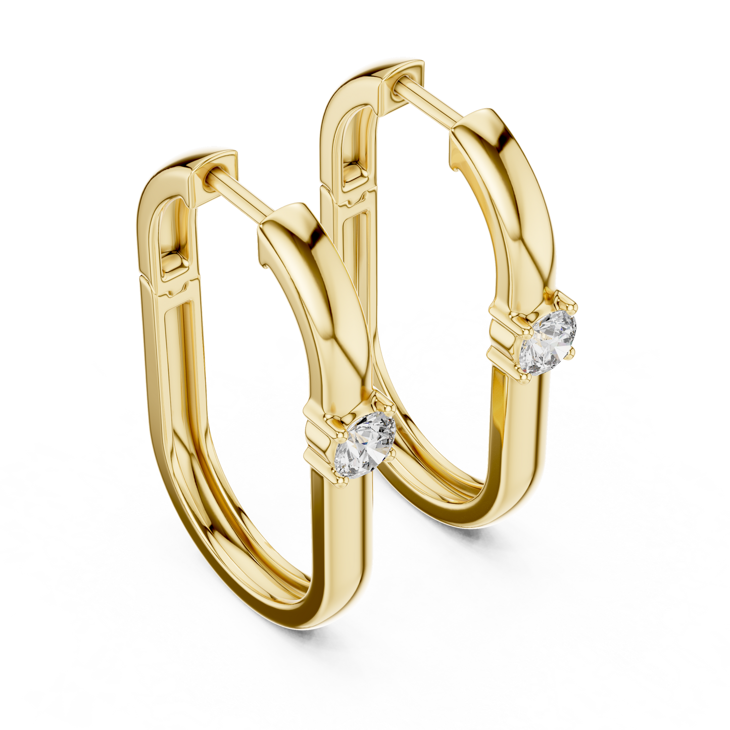 Double Row Lab Grown Diamond Huggie Hoop Earrings in 14k White Gold