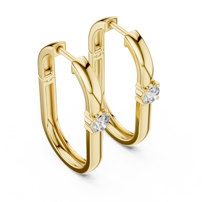 Double Row Lab Grown Diamond Huggie Hoop Earrings in 14k White Gold