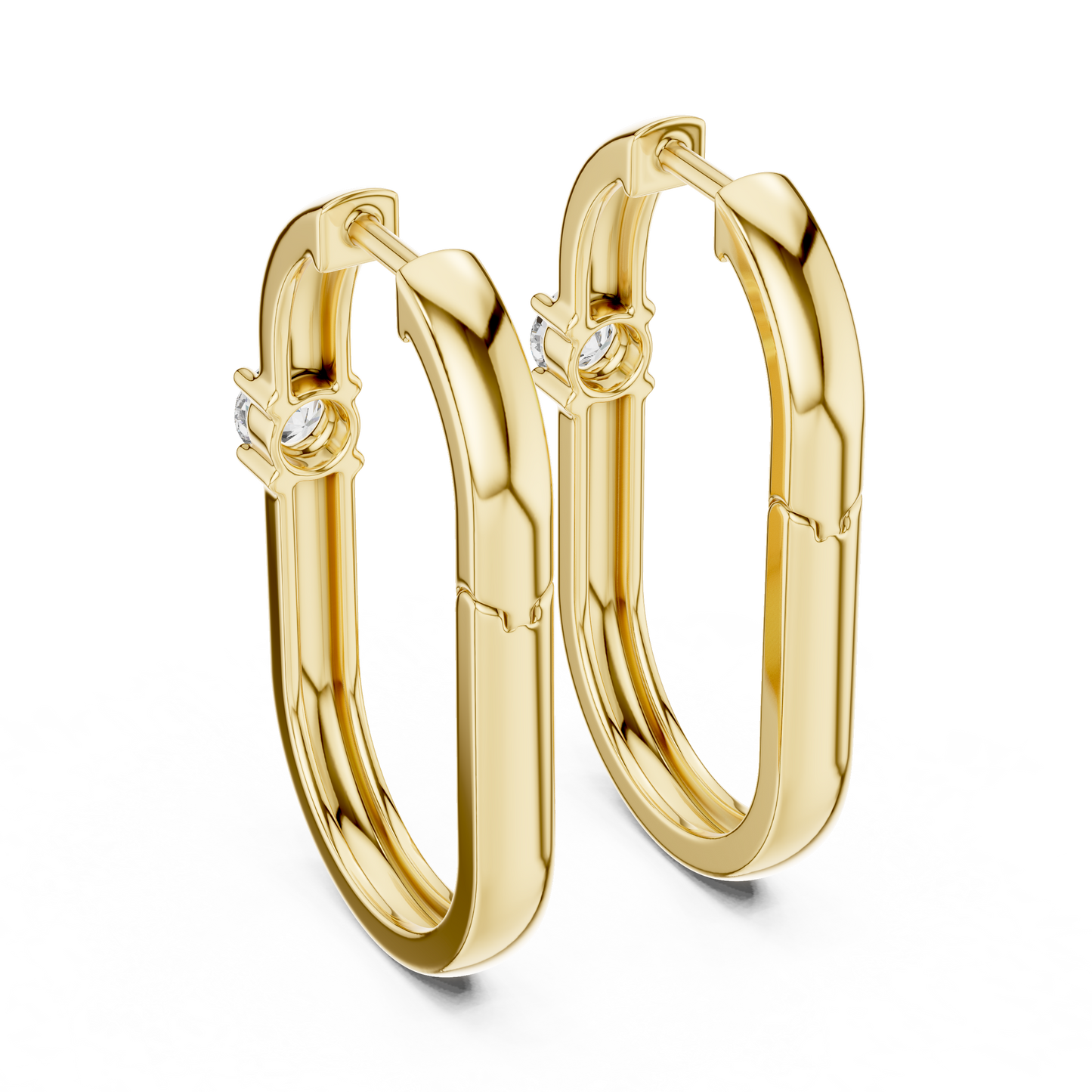 Double Row Lab Grown Diamond Huggie Hoop Earrings in 14k White Gold