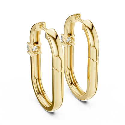 Double Row Lab Grown Diamond Huggie Hoop Earrings in 14k White Gold