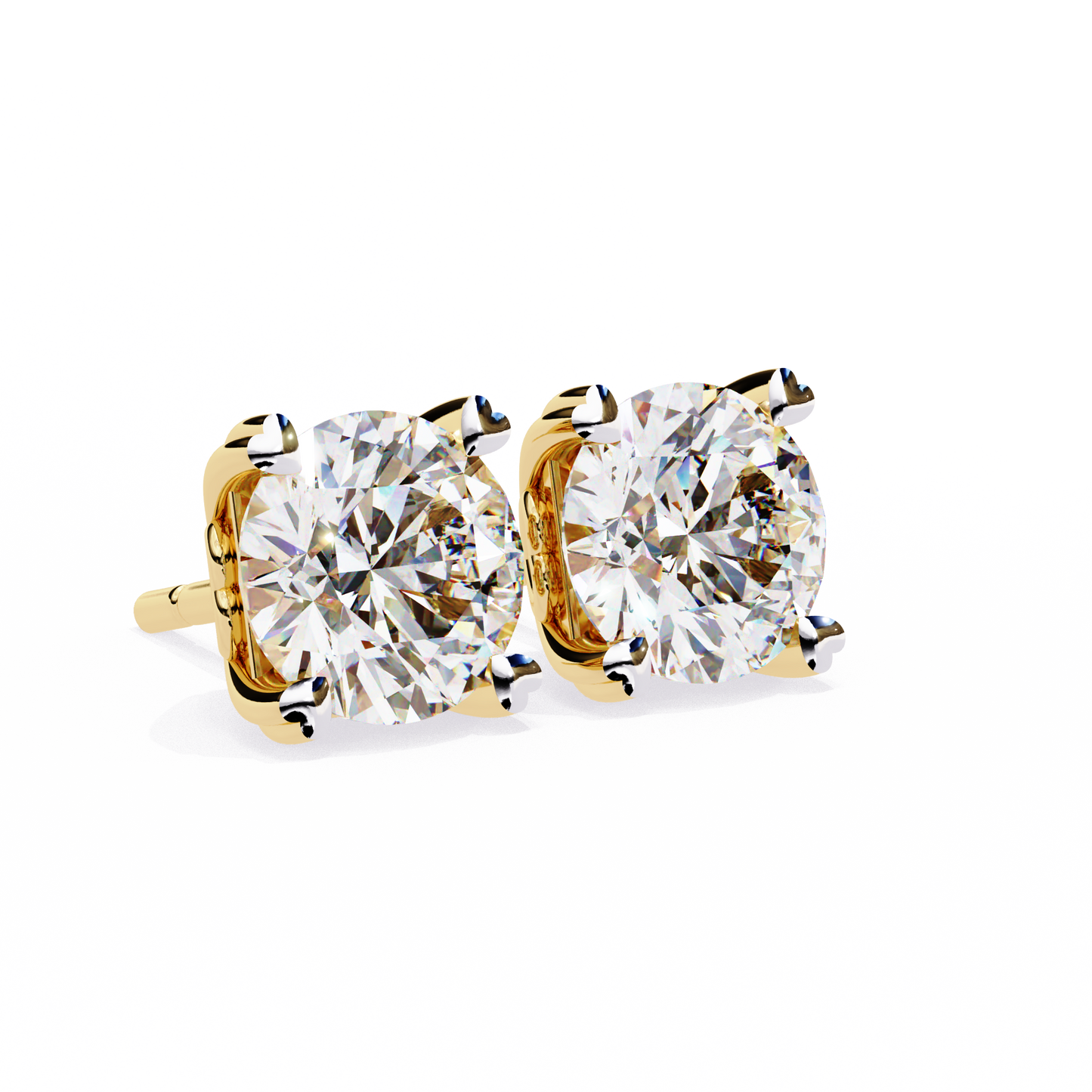 1.03 Ct Round Cut Lab Grown Diamond Gold Solitaire Stud Earring